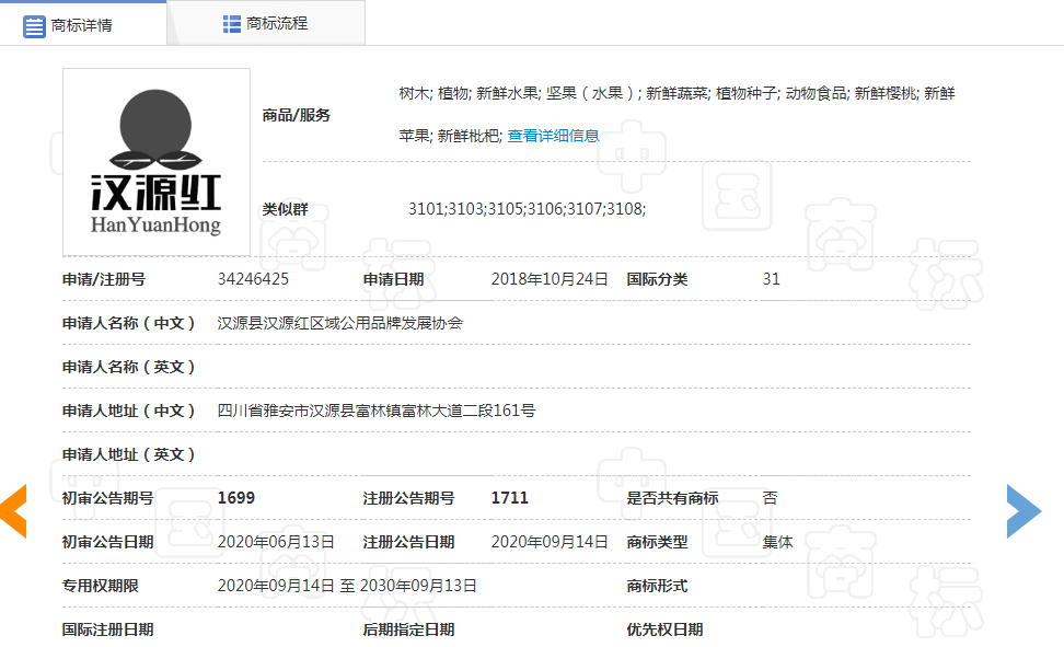 集体商标汉源红成功注册