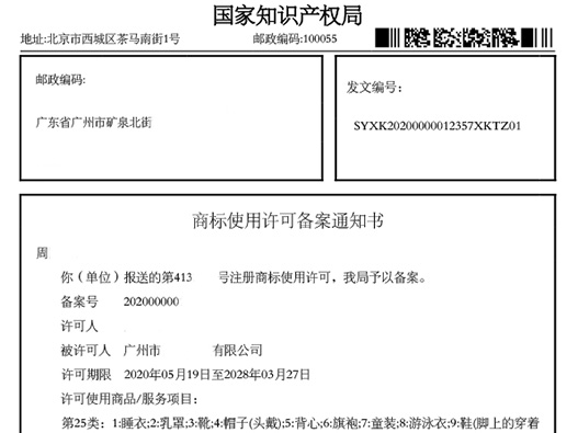 商标使用许可证明